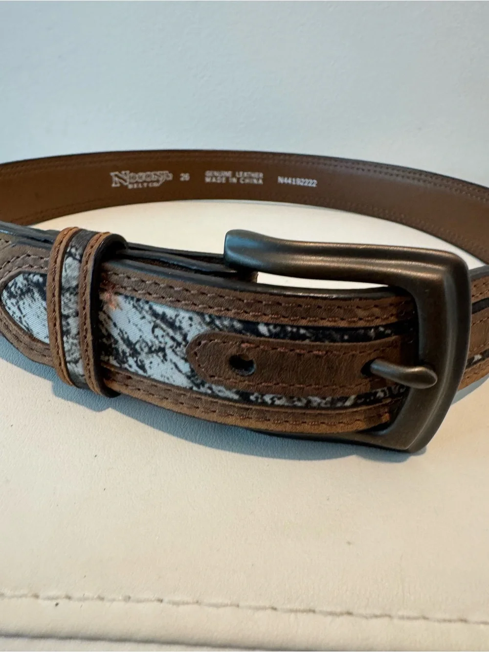 Nocona Belt Co. Leather Brown Camouflage Belt Size 26